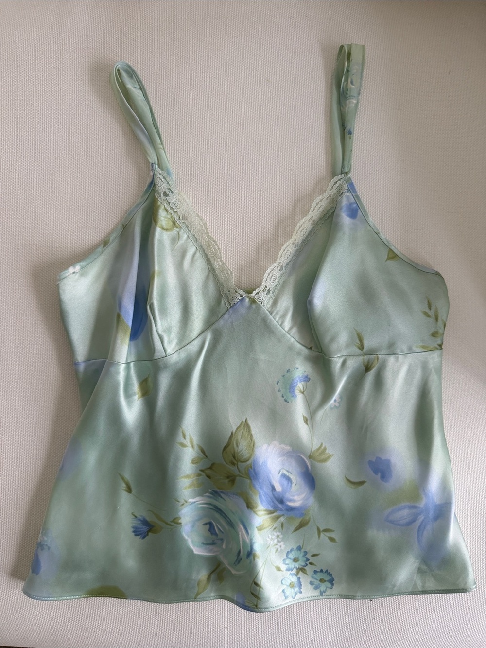 Secret Treasures Y2K Satin Floral Lace Cami Top
